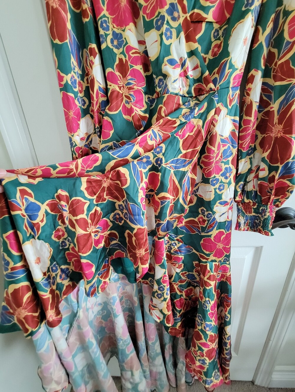 NWT High-Low Green Floral Dress - Picture 2 of 8